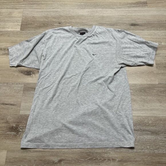 Vintage 2000's NIKE Embroidered Mini Swoosh Light Gray T-Shirt Size Large Greece - Picture 1 of 6